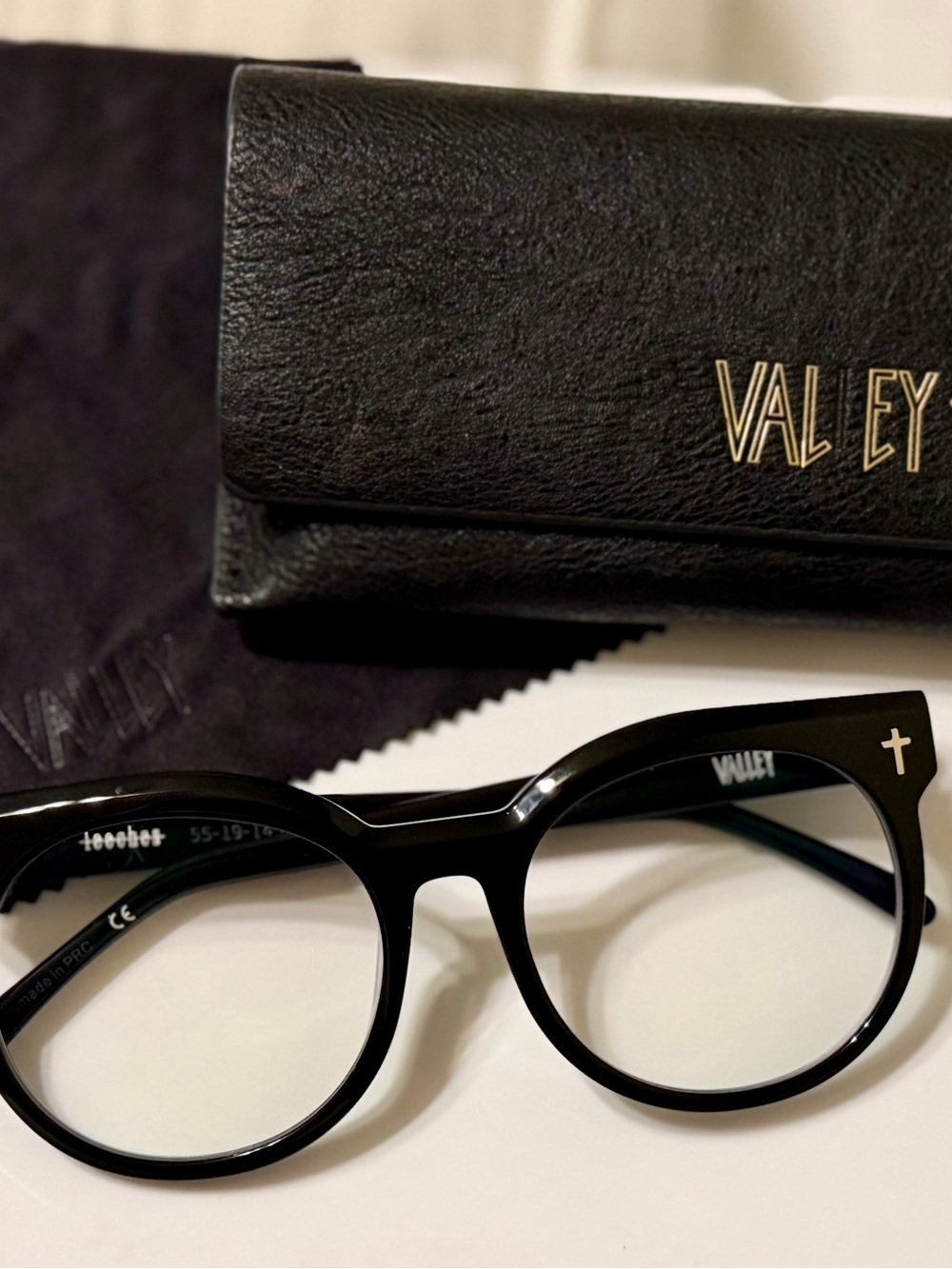 Black Women's Fashion Eyeglasses with Subtle Cross Accent